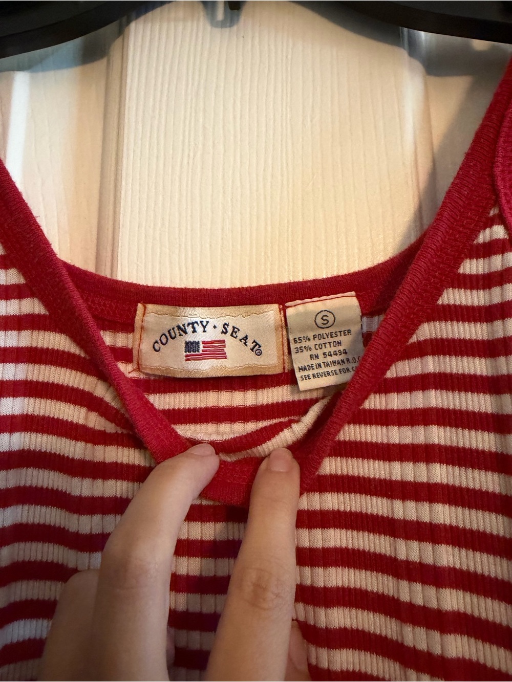 Red & White Striped Ribbed Tank Top - Picture 2 of 3